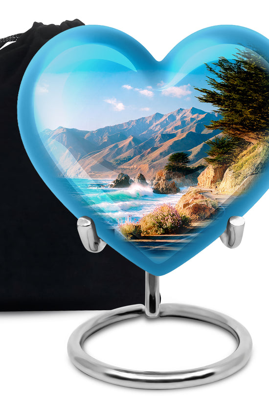 Beautiful Mountain Funeral Urn - Coastal Cremation Urn For Adult Ashes