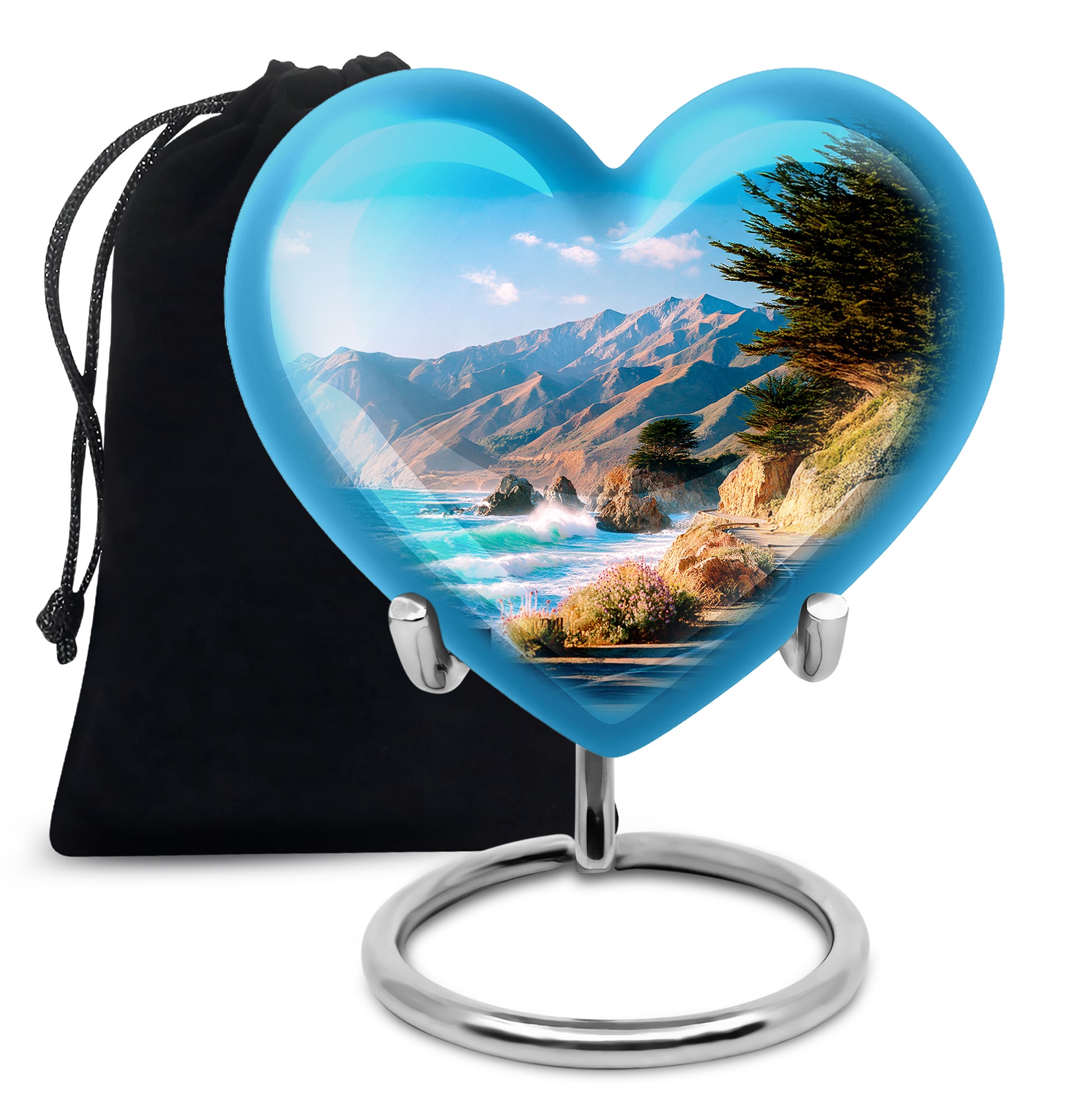 Beautiful Mountain Funeral Urn - Coastal Cremation Urn For Adult Ashes