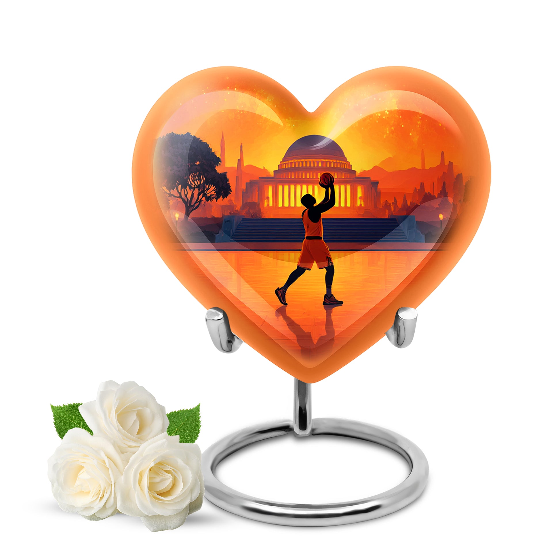 Red Basketball Cremation Urns - Honored Resting Place 10-inch, 200 cu in - Yatskia