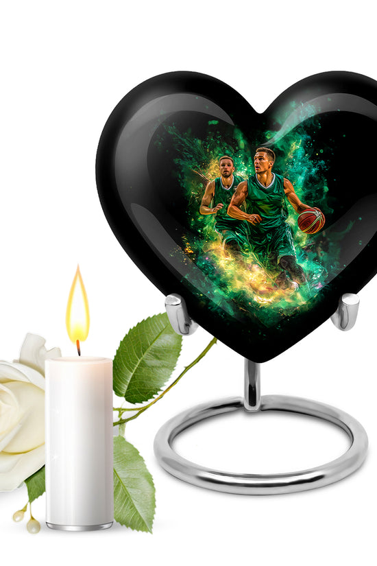 Black Basketball Cremation Urns - Opulent Legacy 10-inch, 200 cu in - Yatskia