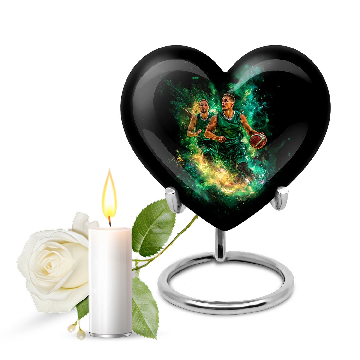 Black Basketball Cremation Urns - Opulent Legacy 10-inch, 200 cu in - Yatskia