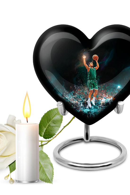 Resplendent Black Basketball Cremation Urn for Ashes - 10-inch, 200 cu in - Yatskia