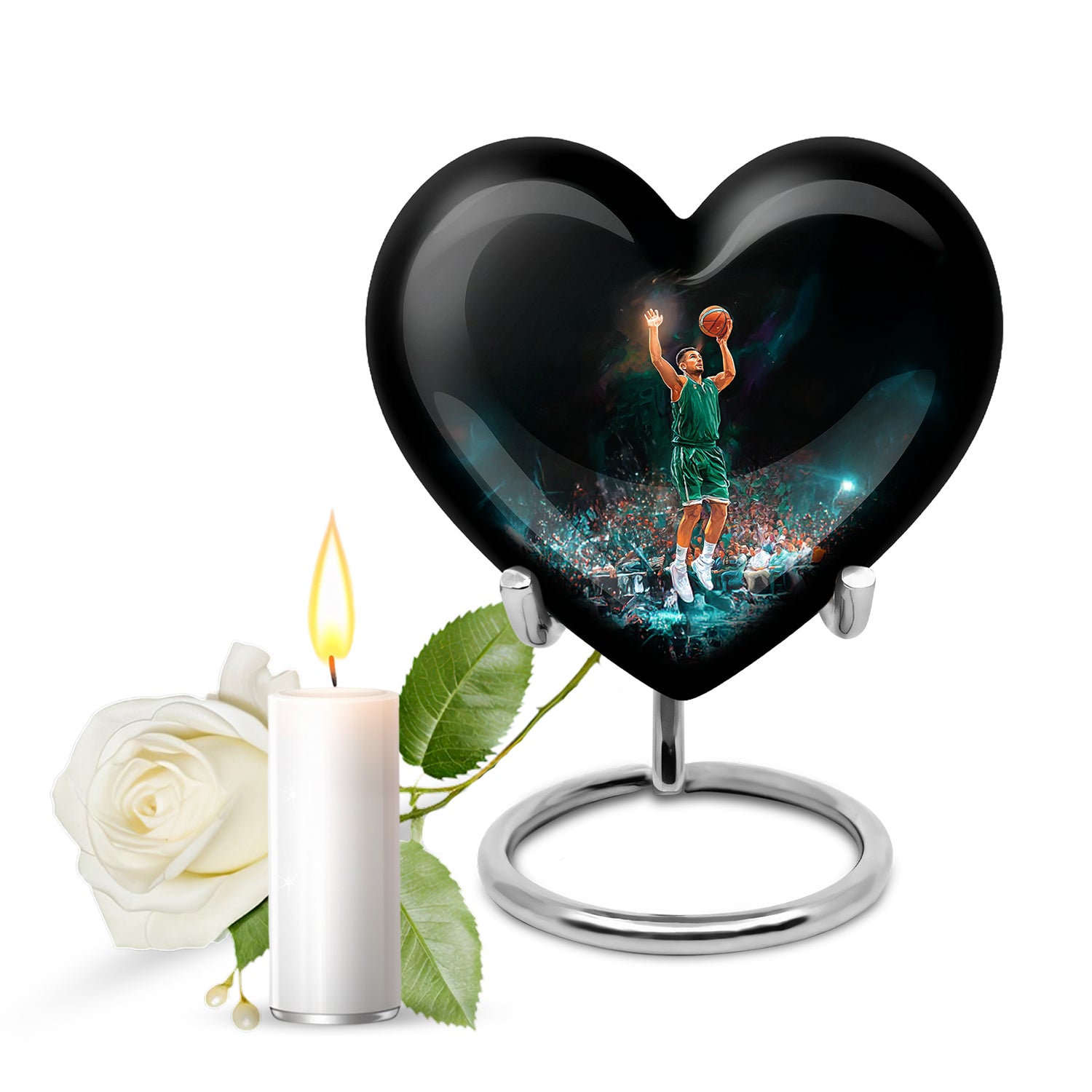 Resplendent Black Basketball Cremation Urn for Ashes - 10-inch, 200 cu in - Yatskia