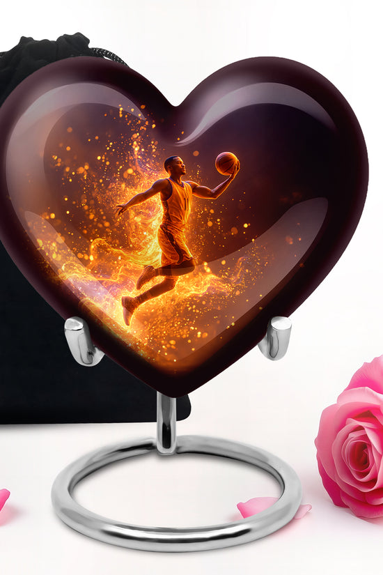 Fire Basketball Funeral Urn - Decorative Cremation Urn For Burial Ashes