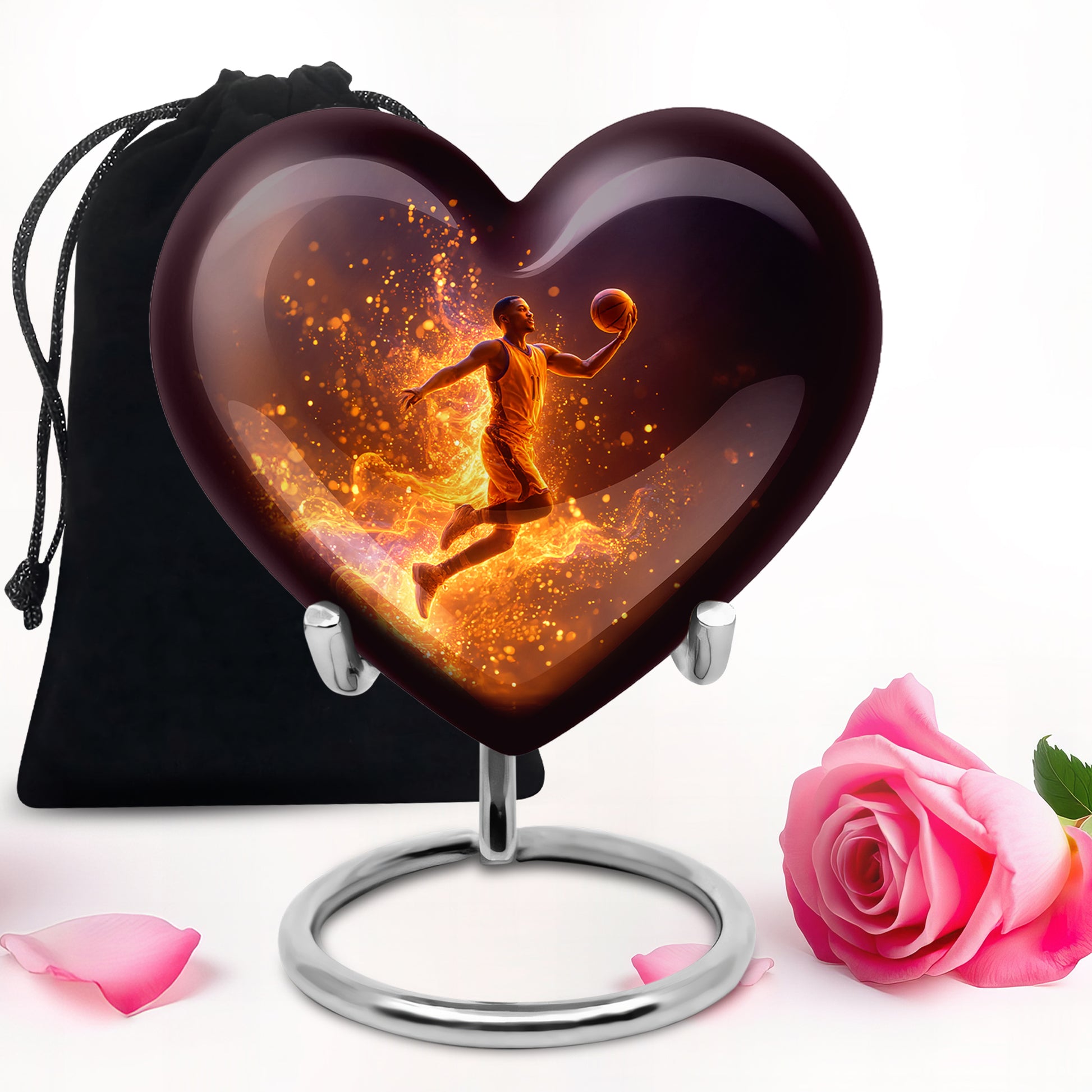 Fire Basketball Funeral Urn - Decorative Cremation Urn For Burial Ashes