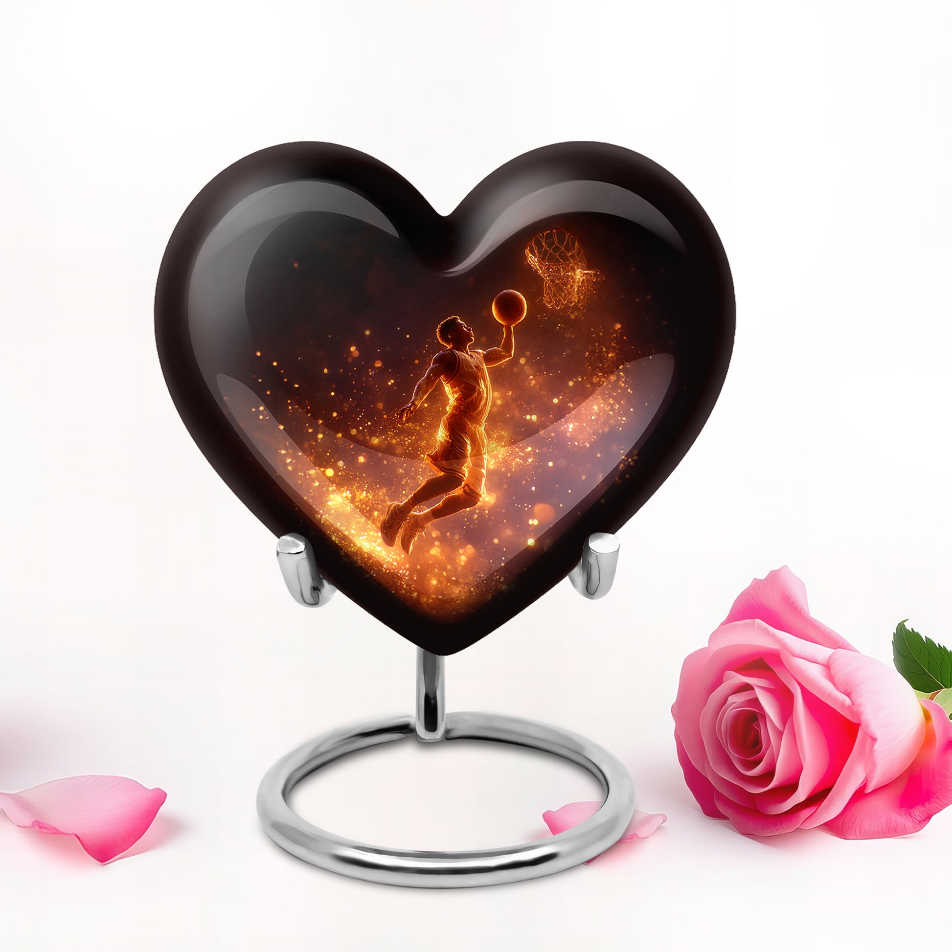 Personalized Black Revered Basketball Cremation Urns for Human Ashes - 10-inch, 200 cu in - Yatskia