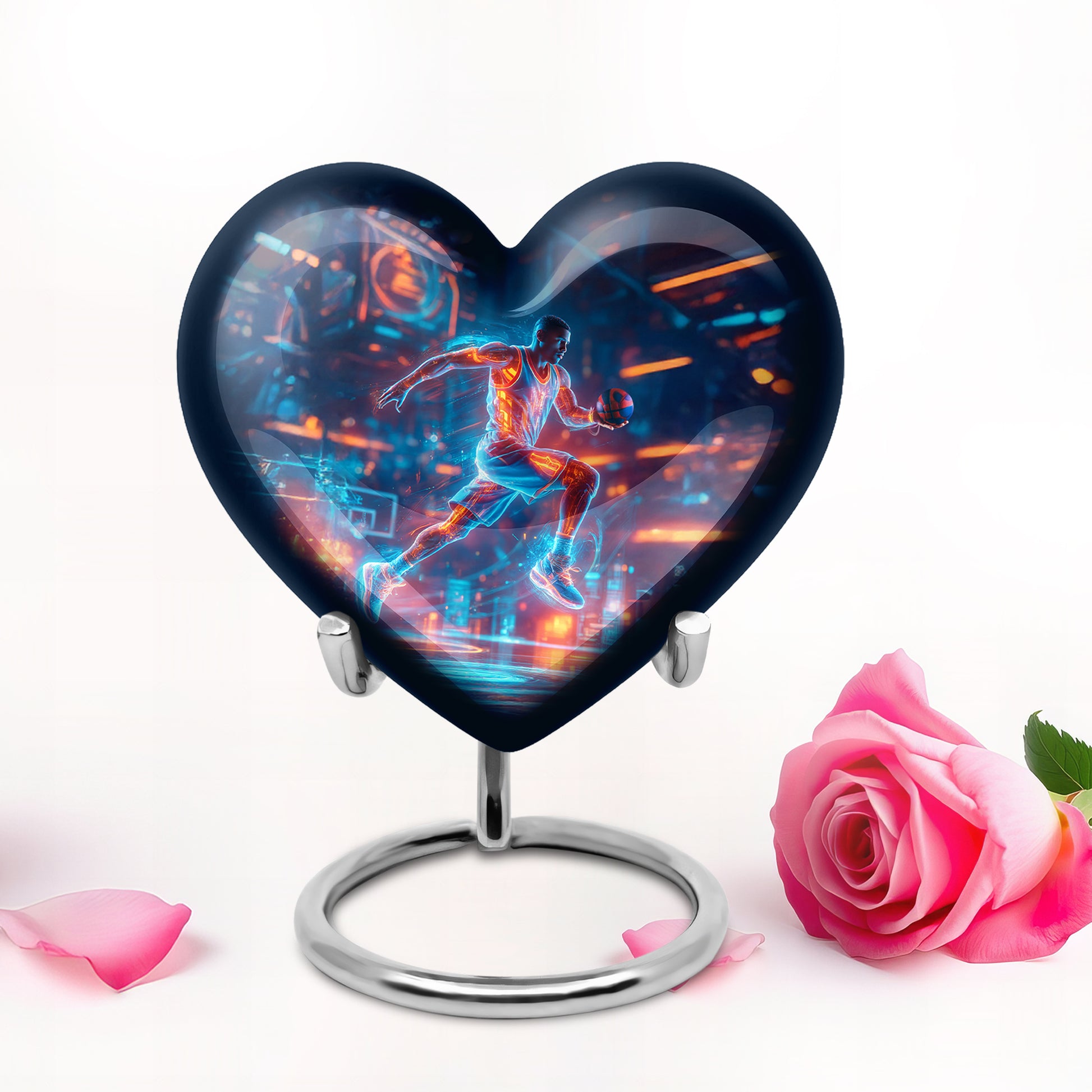 Stunning Blue Basketball Remembrance Urn for Human Ashes - 10-inch, 200 cu in - Yatskia