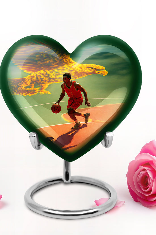 Personalized Refined Basketball Cremation Urns - Teal 10-inch, 200 cu in - Yatskia