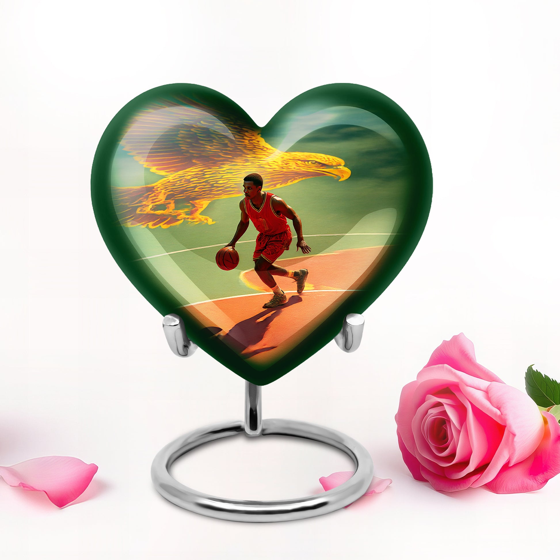 Personalized Refined Basketball Cremation Urns - Teal 10-inch, 200 cu in - Yatskia