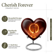 Jet Black Basketball Cremation Urn front view showing detailed design - heart-shaped basketball design symbolizing eternal love - mini keepsake memorial for portion of cremation ashes