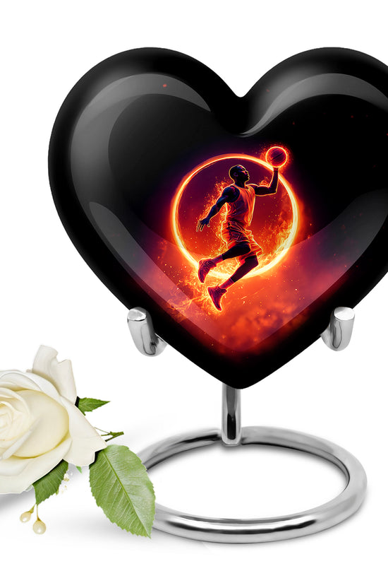 Black Basketball Cremation Urns - Glorious Devotion 10-inch, 200 cu in - Yatskia