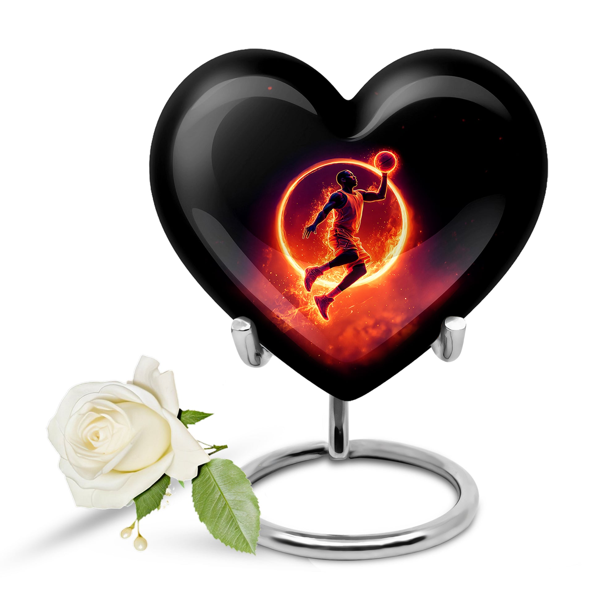 Black Basketball Cremation Urns - Glorious Devotion 10-inch, 200 cu in - Yatskia