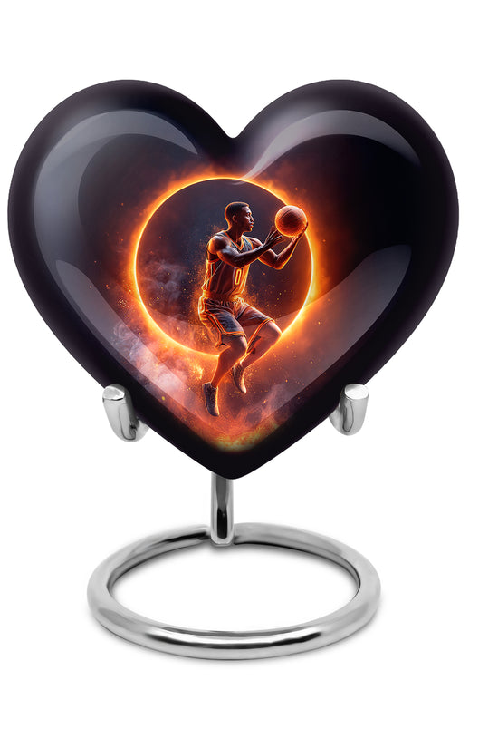 Black Basketball Homage Cremation Urns for Human Ashes - 10-inch, 200 cu in - Yatskia