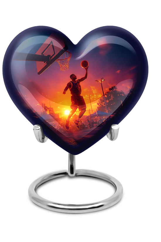 Blue Resounding Basketball Memorial Urn for Ashes - 10-inch, 200 cu in - Yatskia