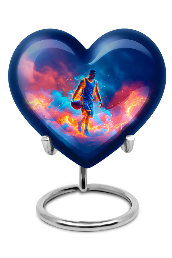Radiant Basketball Memorial Cremation Urns - Blue 10-inch, 200 cu in - Yatskia
