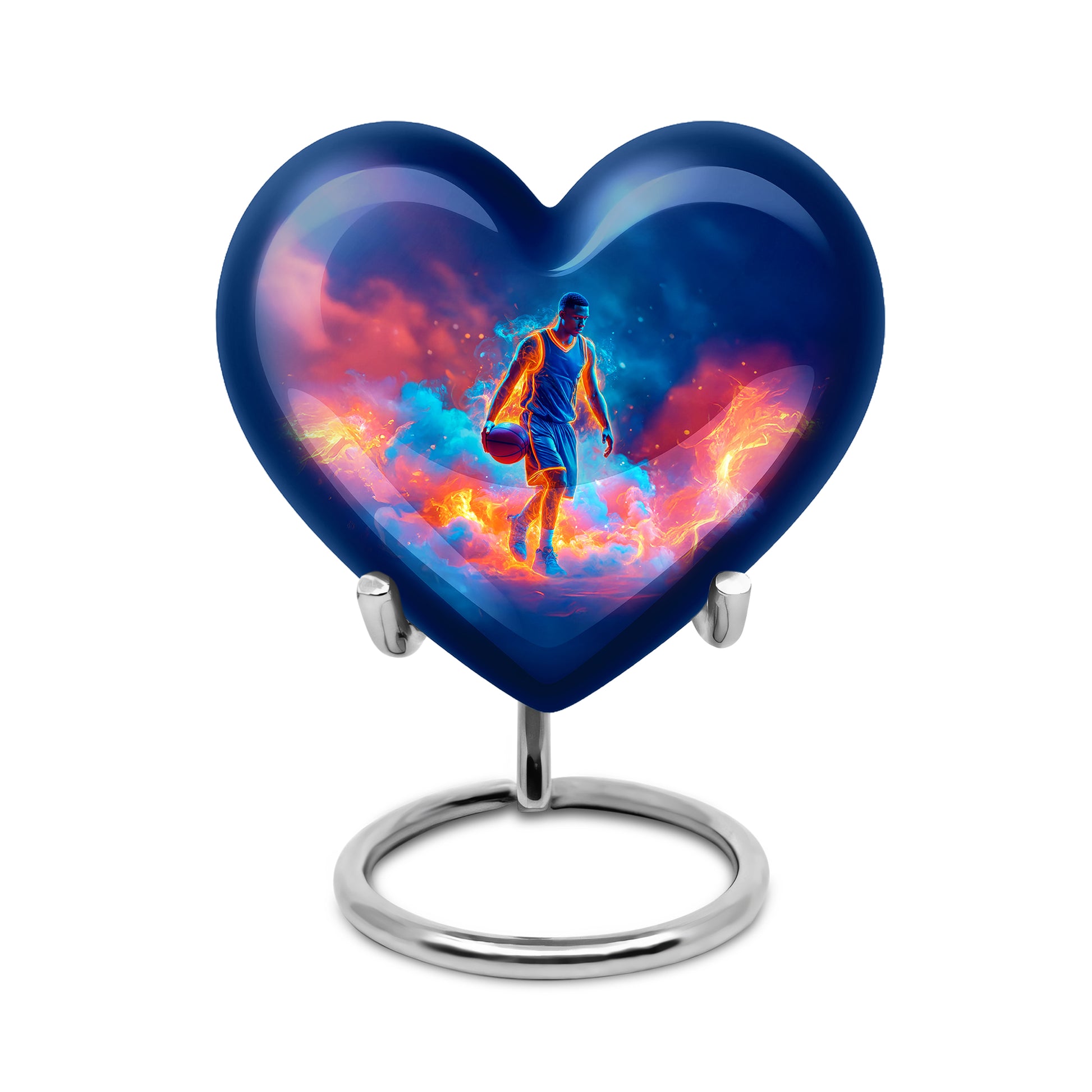 Radiant Basketball Memorial Cremation Urns - Blue 10-inch, 200 cu in - Yatskia