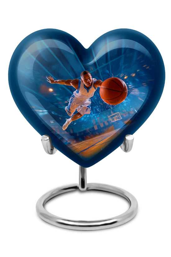 Radiant Basketball Memorial Cremation Urns - Blue 10-inch, 200 cu in - Yatskia