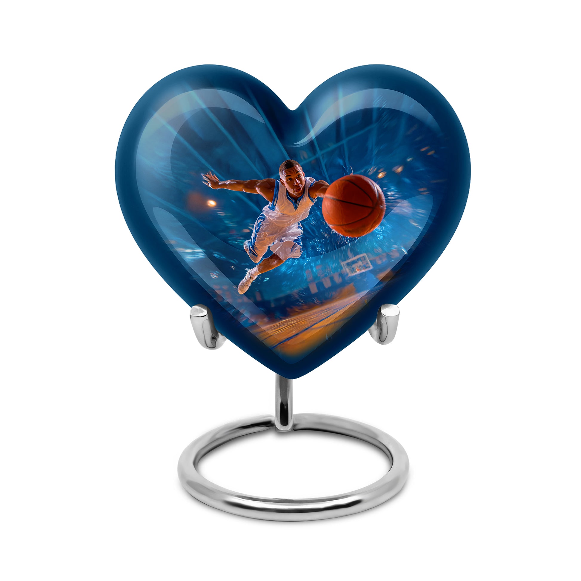 Radiant Basketball Memorial Cremation Urns - Blue 10-inch, 200 cu in - Yatskia