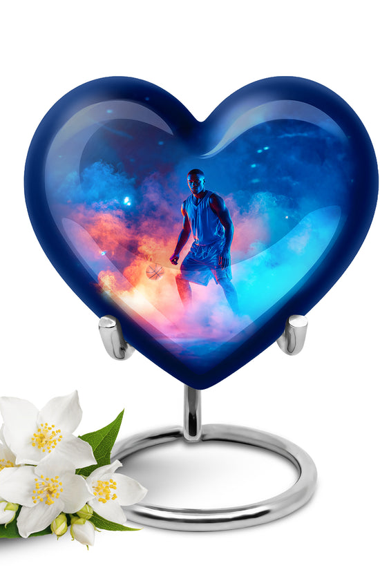 Hallowed Basketball Cremation Urns for Human Ashes - Blue 10-inch - Yatskia