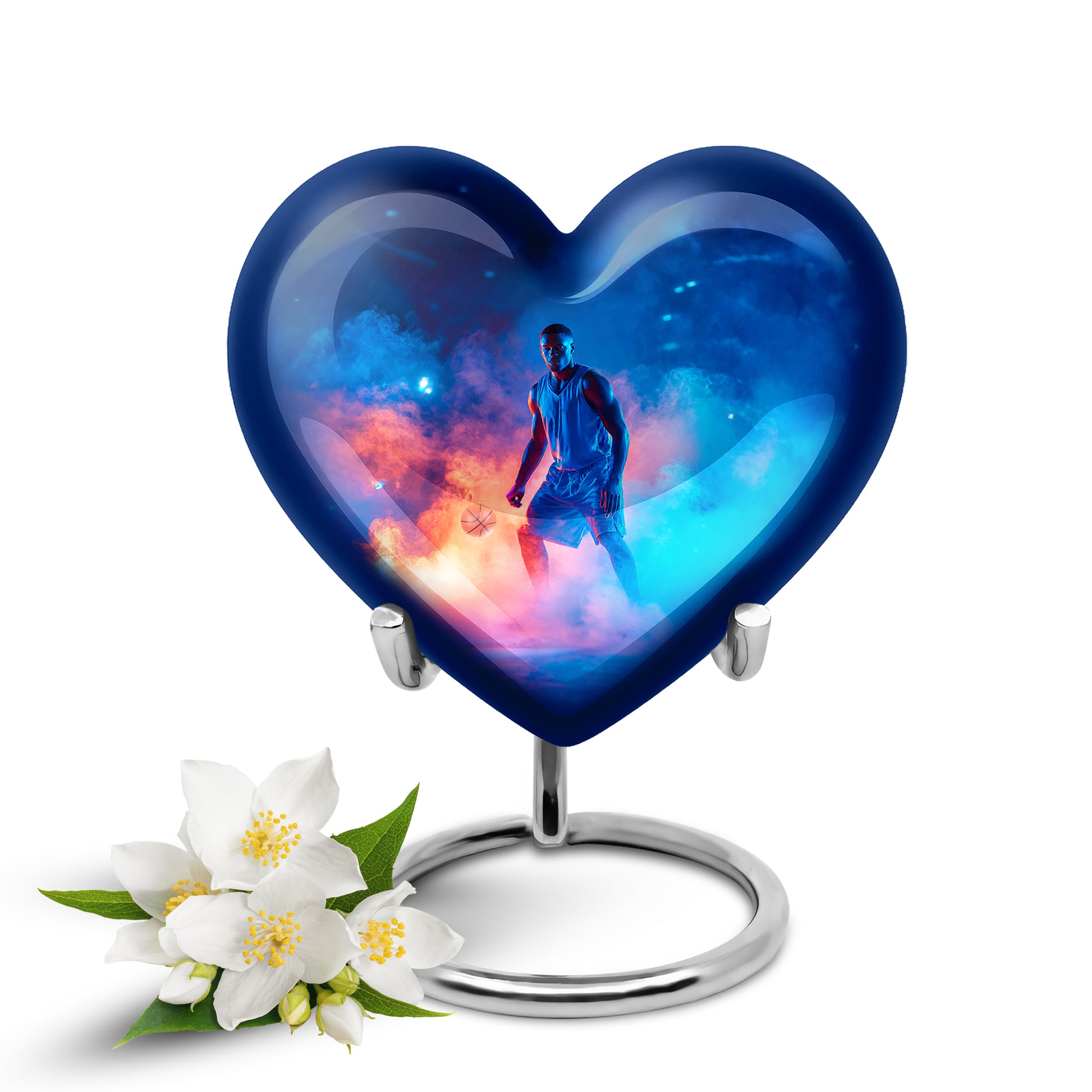 Hallowed Basketball Cremation Urns for Human Ashes - Blue 10-inch - Yatskia
