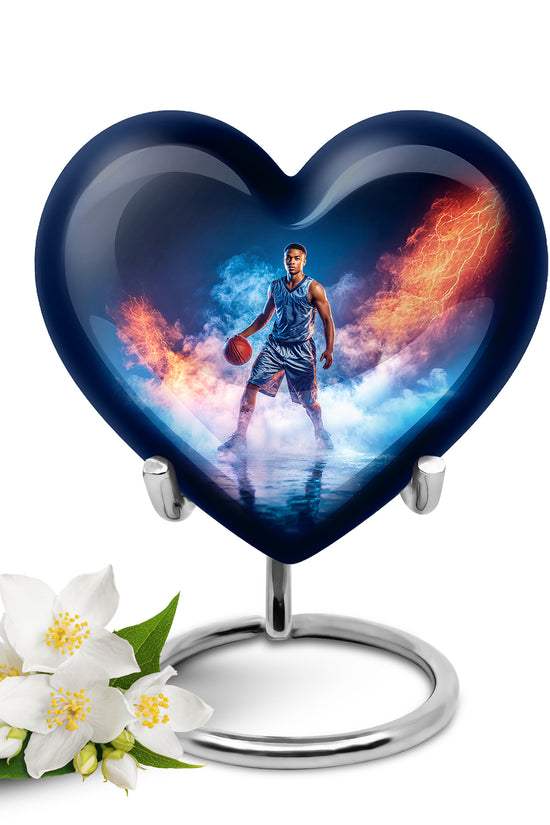 Blue Basketball Promise Cremation Urns for Human Ashes - 10-inch, 200 cu in - Yatskia