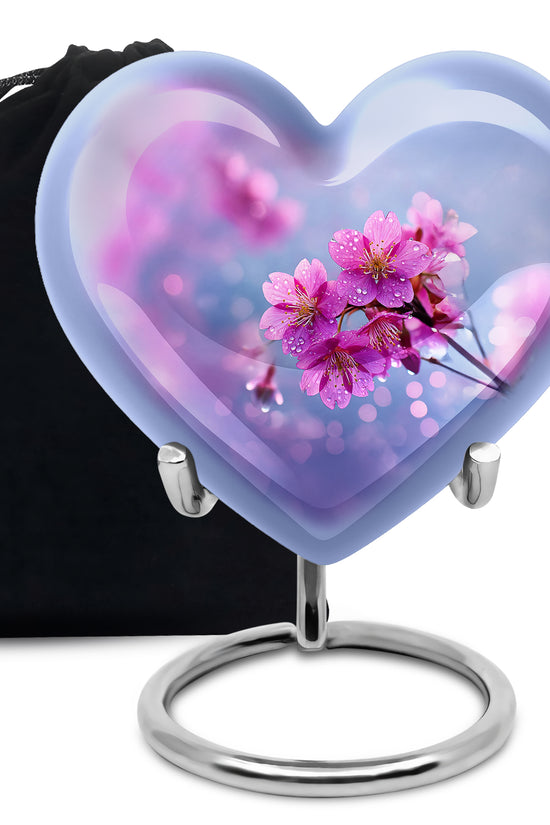 Beautiful Pink Flower Theme Memorial Urn - Beautiful Theme Memorial Urn For Mom
