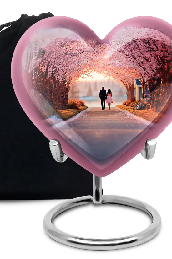 Couple Theme Cremation Urn - Pink Theme Memorial Urn For Loved Ones