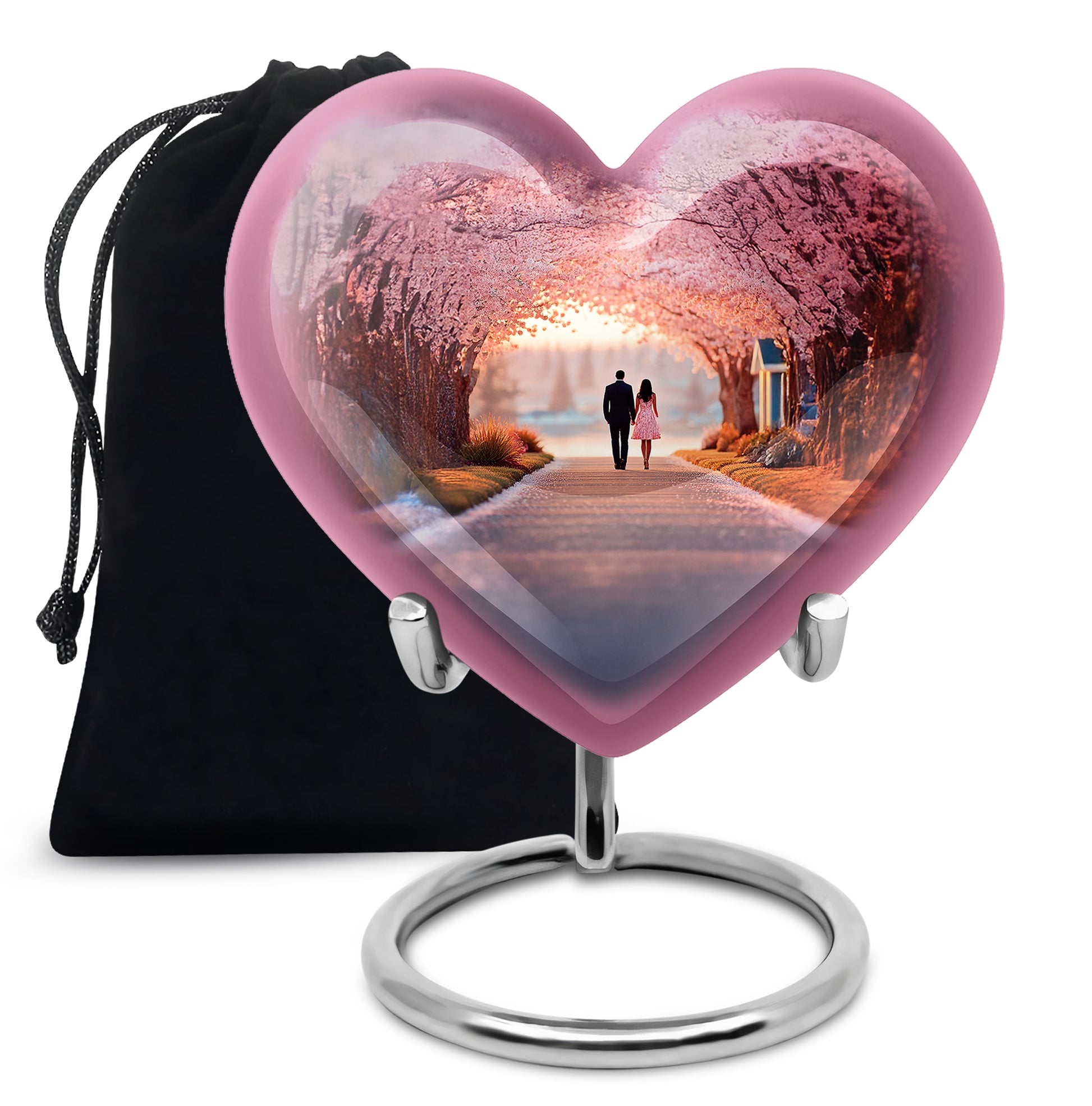 Couple Theme Cremation Urn - Pink Theme Memorial Urn For Loved Ones