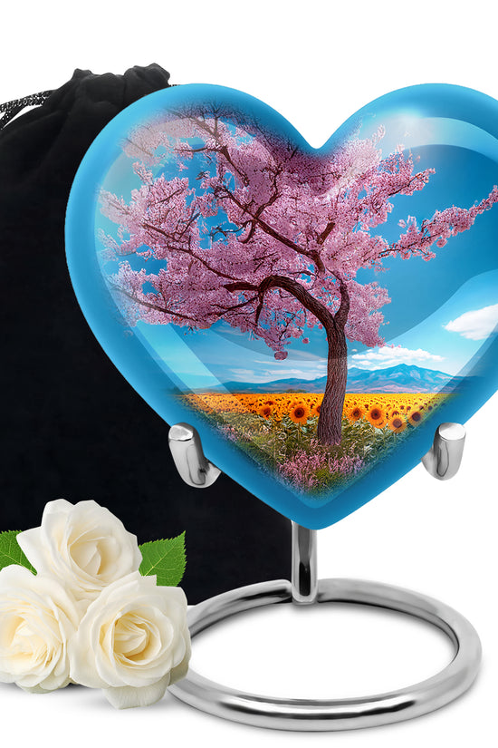 Cherry Tree Funeral Urn - Large Aluminium Memorial Urn For Burial Ashes