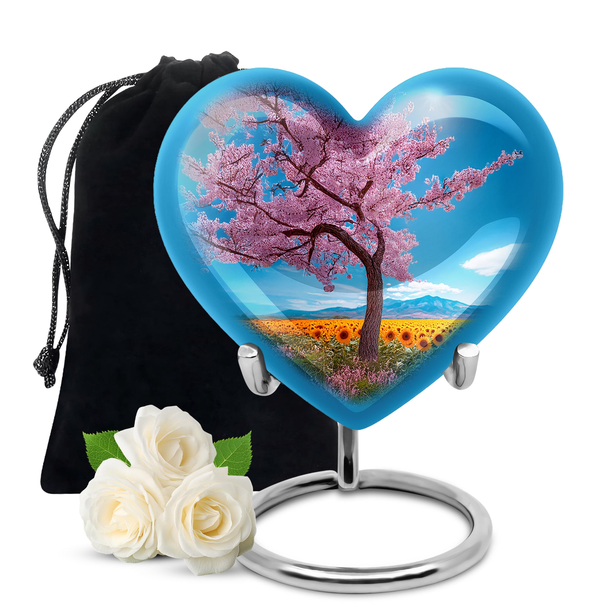Cherry Tree Funeral Urn - Large Aluminium Memorial Urn For Burial Ashes