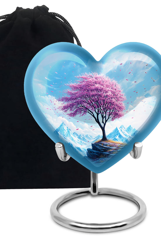 Cherry Blossom Tree Funeral Urn - Mountain Memorial Urn For Ashes