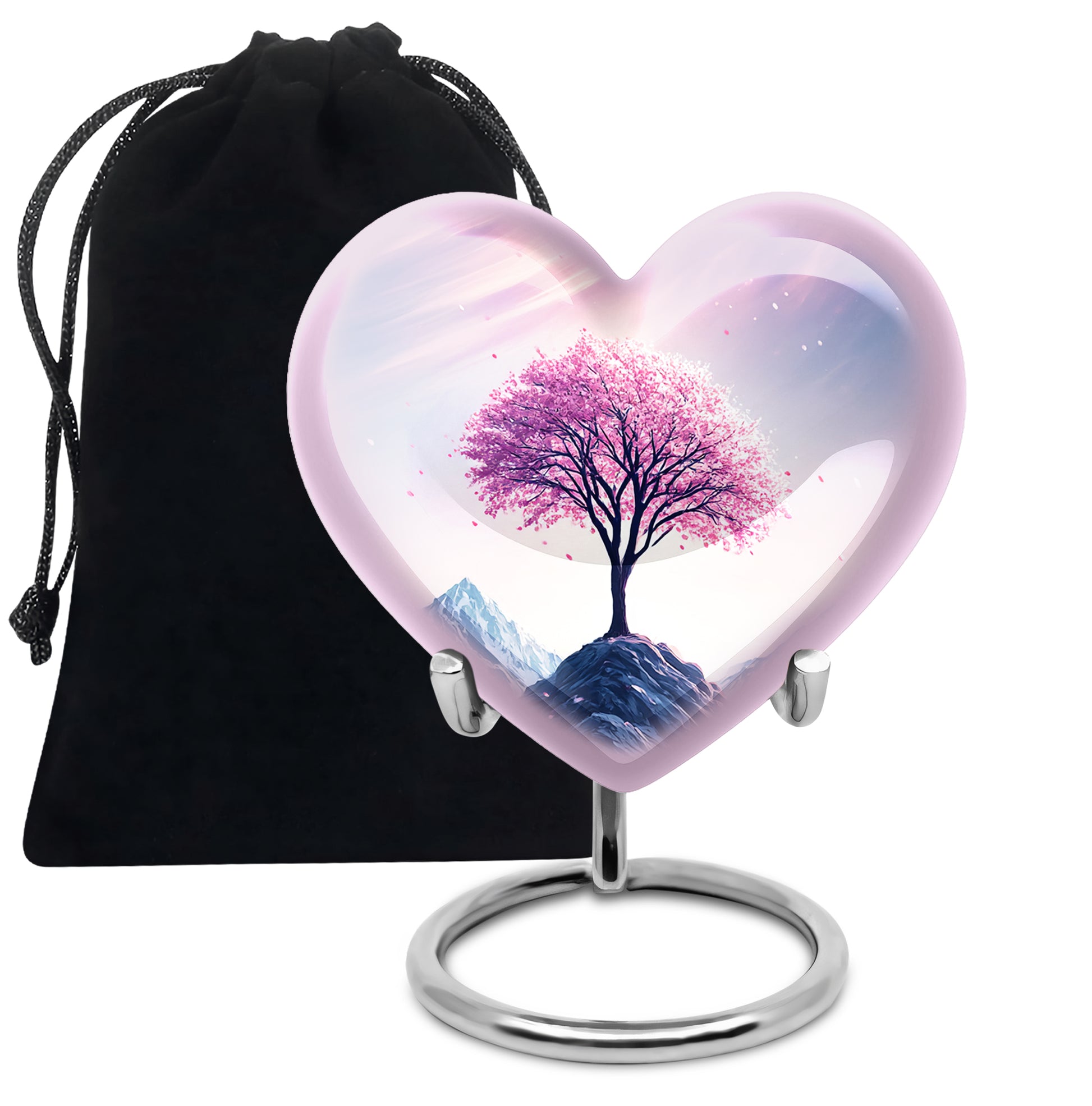 Floral Tree Peak Cremation Urn – Pink Blossom Memorial Urn For Ashes