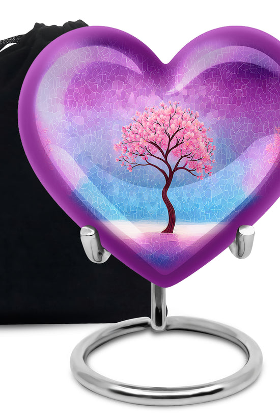 Pink Blossom Tree Cremation Urn - Artistic Memorial Urn For Female