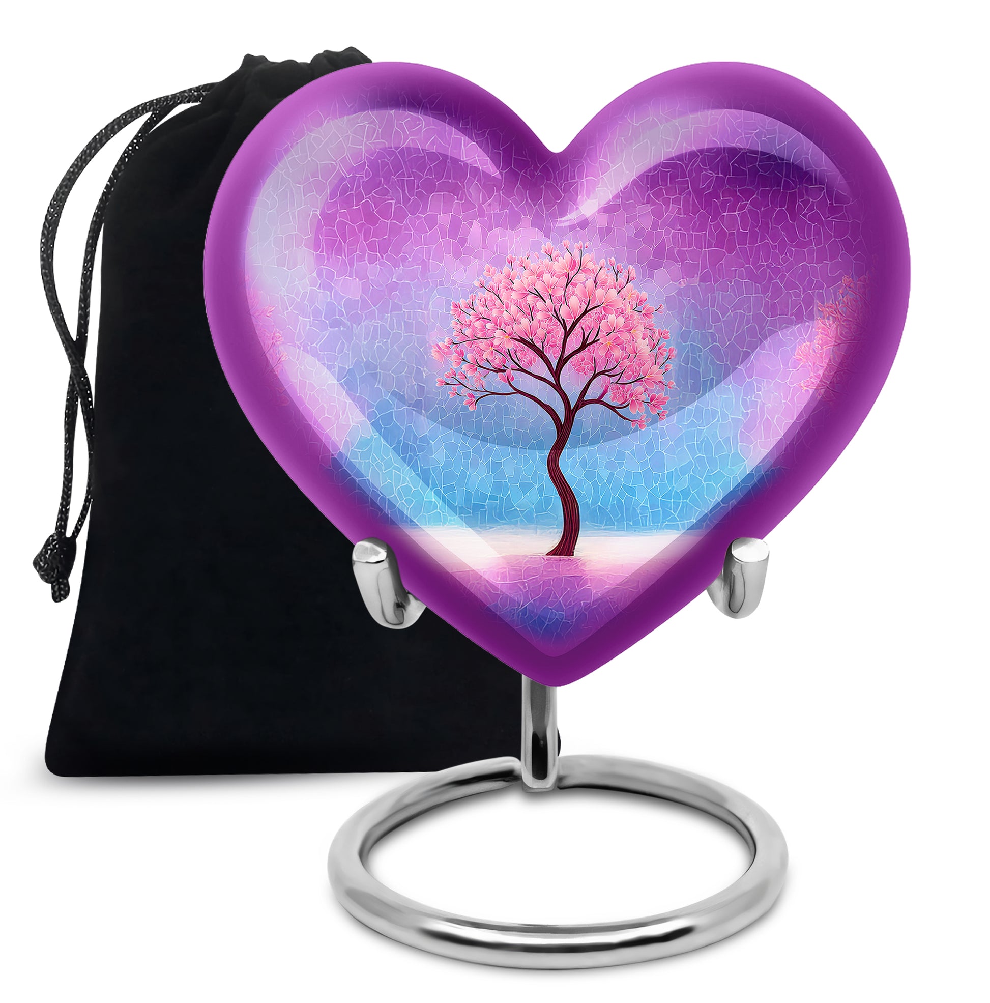 Pink Blossom Tree Cremation Urn - Artistic Memorial Urn For Female