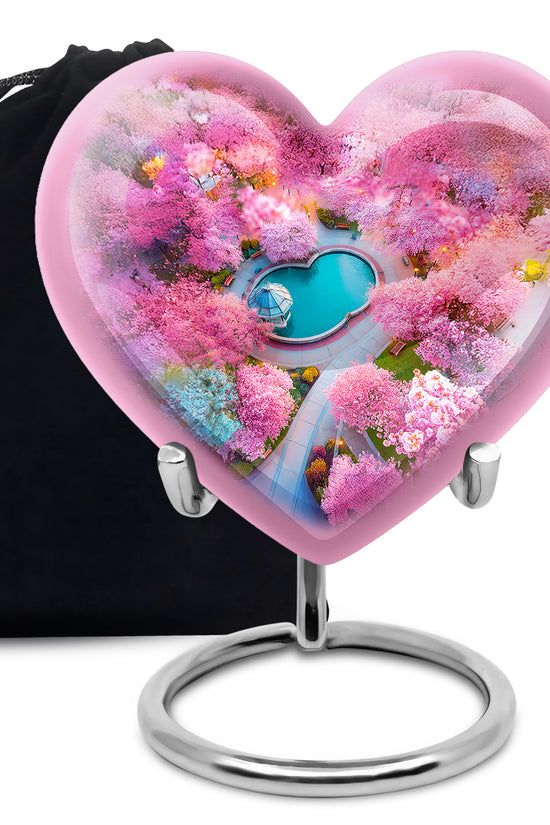 Beautiful Cherry Blossom Funeral Urn - Pink Aluminium Urn For Mother
