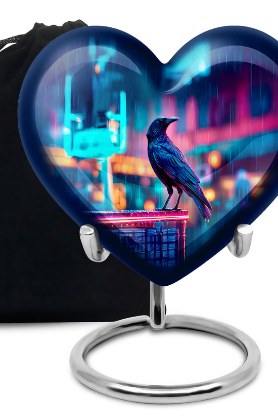 Neon Raven Cremation Urn - Funeral Urn For Human Ashes