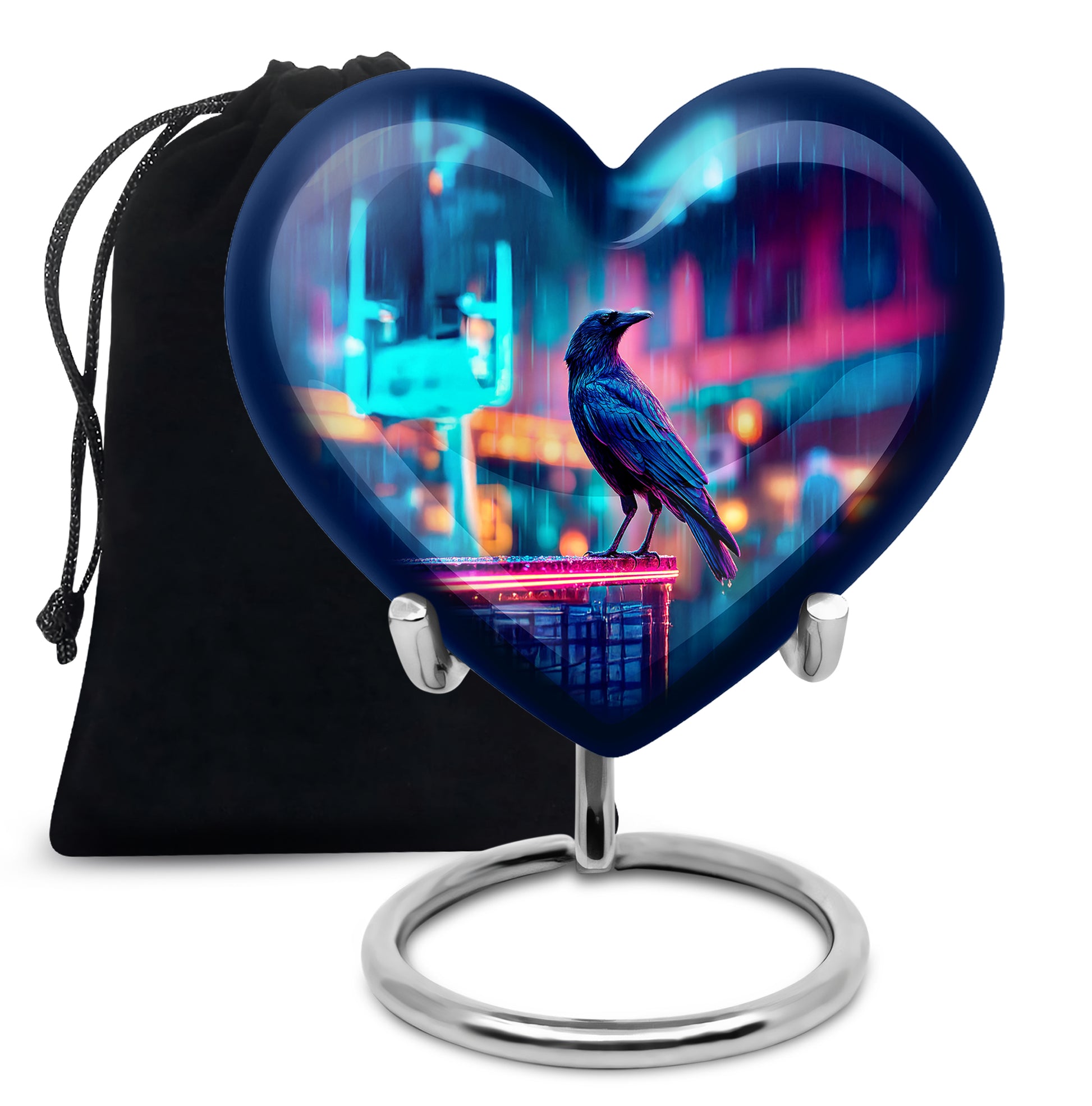 Neon Raven Cremation Urn - Funeral Urn For Human Ashes