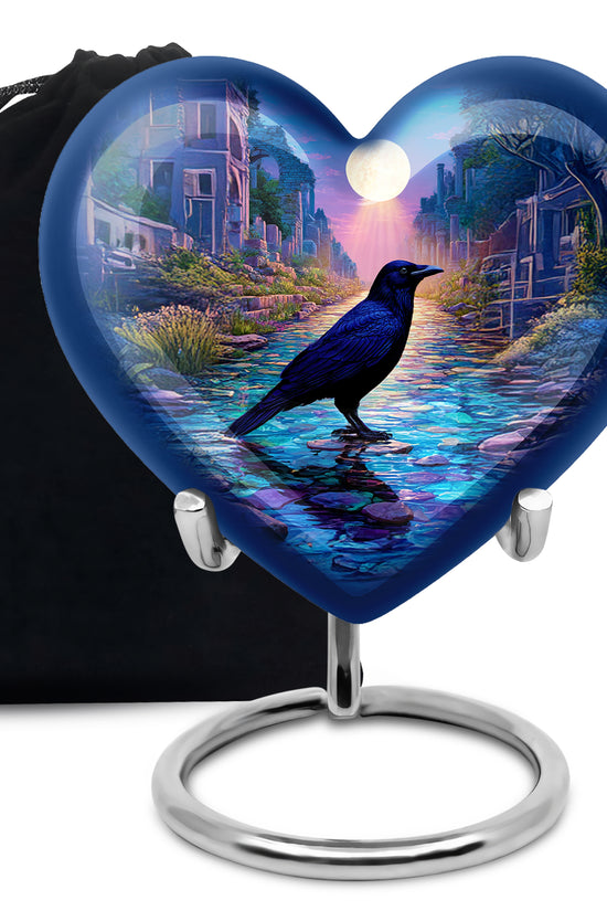 Moonlight Raven Cremation Urn - Elegant Funeral Urn For Ashes