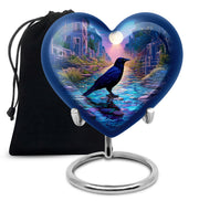 Moonlight Raven Cremation Urn - Elegant Funeral Urn For Ashes