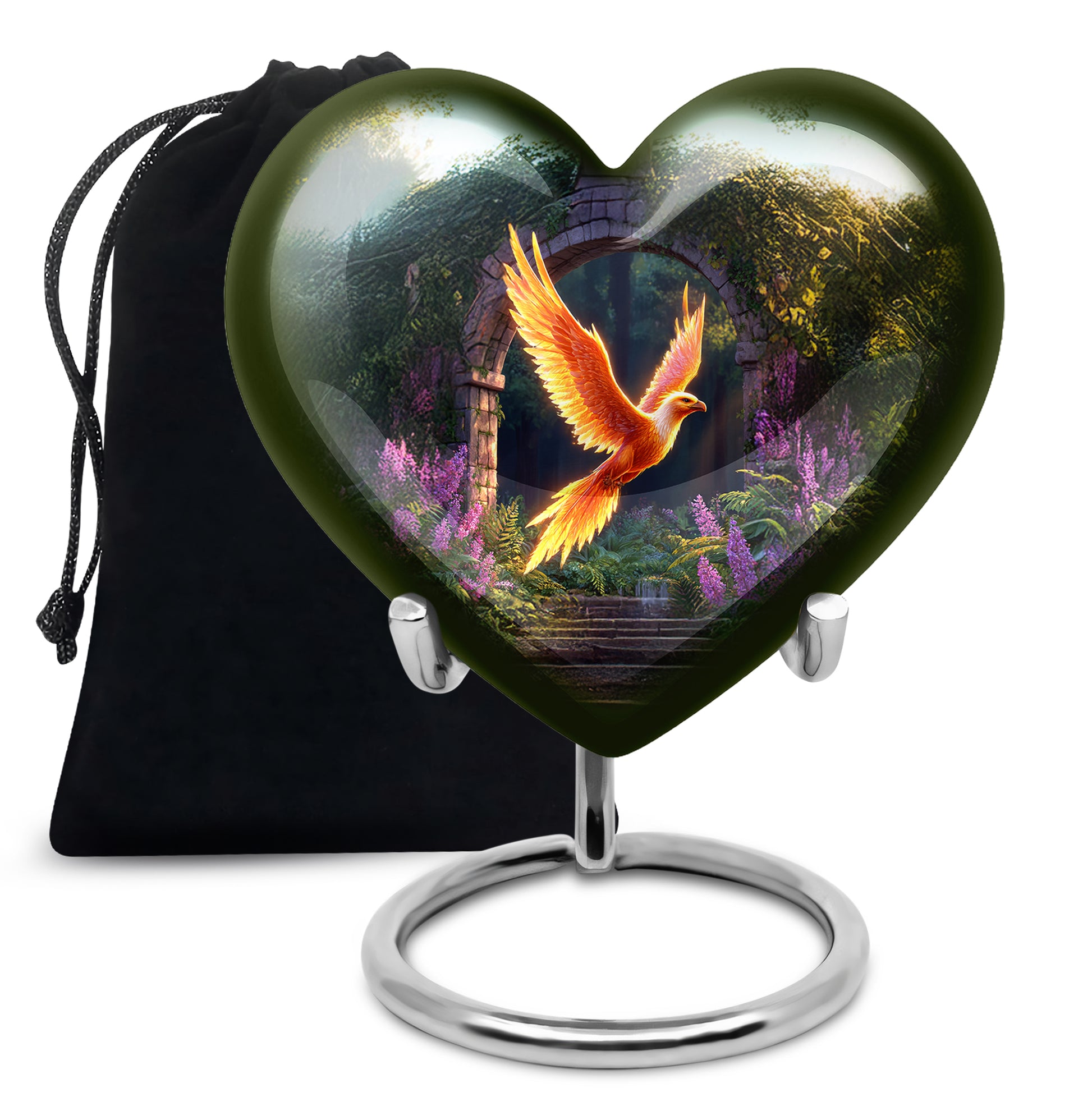 Phoenix Bird Memorial Urn - Golden Wing Cremation Urn For Funeral Ashes