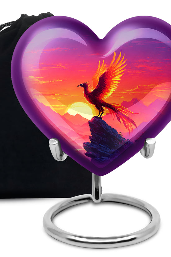 Phoenix Sunset Memorial Urn - Flaming Bird Cremation Urn For Male & Female