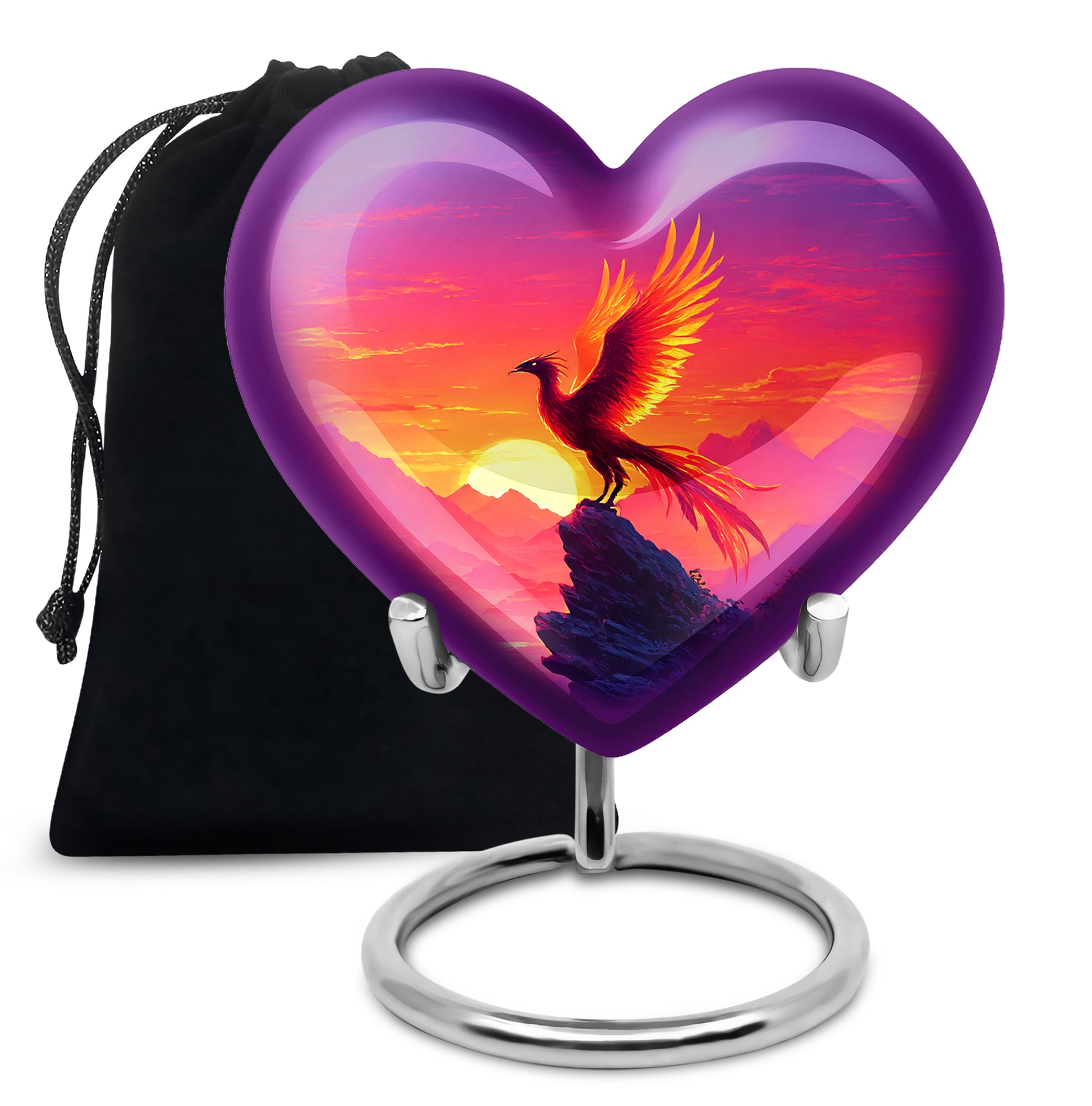 Phoenix Sunset Memorial Urn - Flaming Bird Cremation Urn For Male & Female