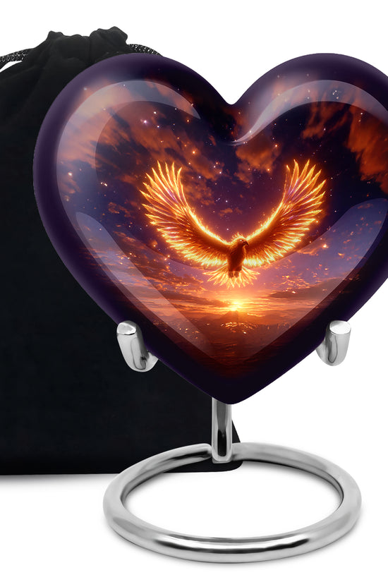 Flaming Phoenix Funeral Urn For Ashes - Sunset Cremation Urn For Burial