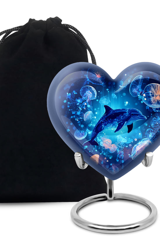 Blue Dolphin Cremation Urn - Ocean Funeral Urn For Loved Ones