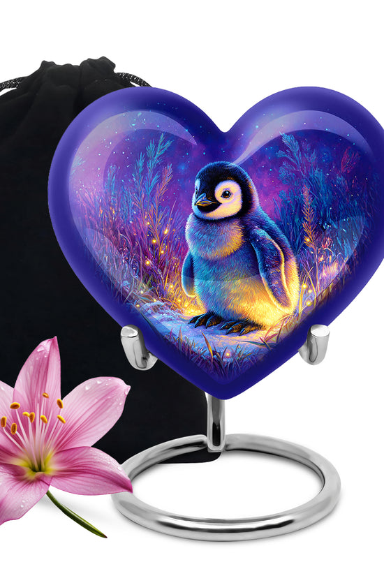 Baby Penguin Night Scenic Urn - Burial Container Urns For Human Ashes