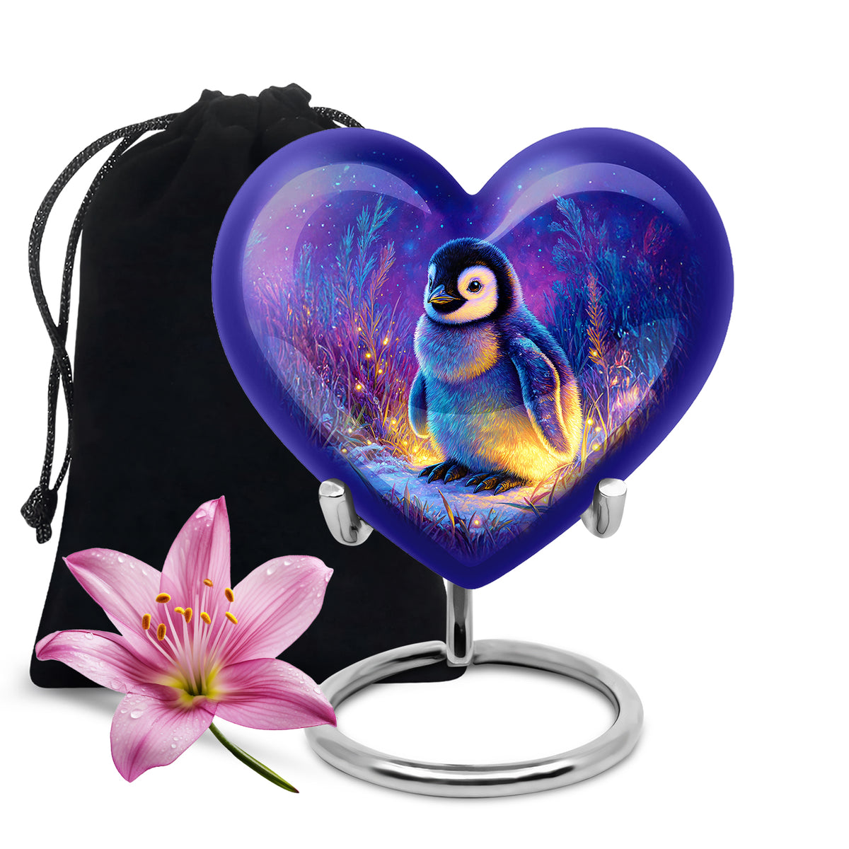 Baby Penguin Night Scenic Urn - Burial Container Urns For Human Ashes