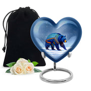 Blue Bear Cremation Urn - Tribal Wildlife Memorial Urn For Ashes