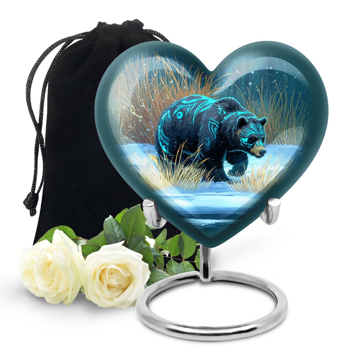 Majestic Snow Bear Funeral Urn - Nature Memorial Urn For Loved Ones