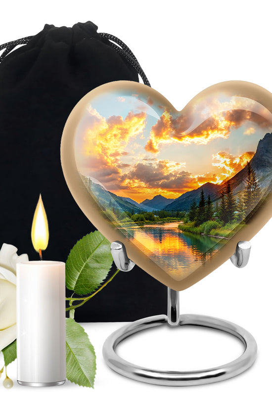 Sunset Lake MemorialUrn - Beautiful Nature Funeral Urn For Loved Ones