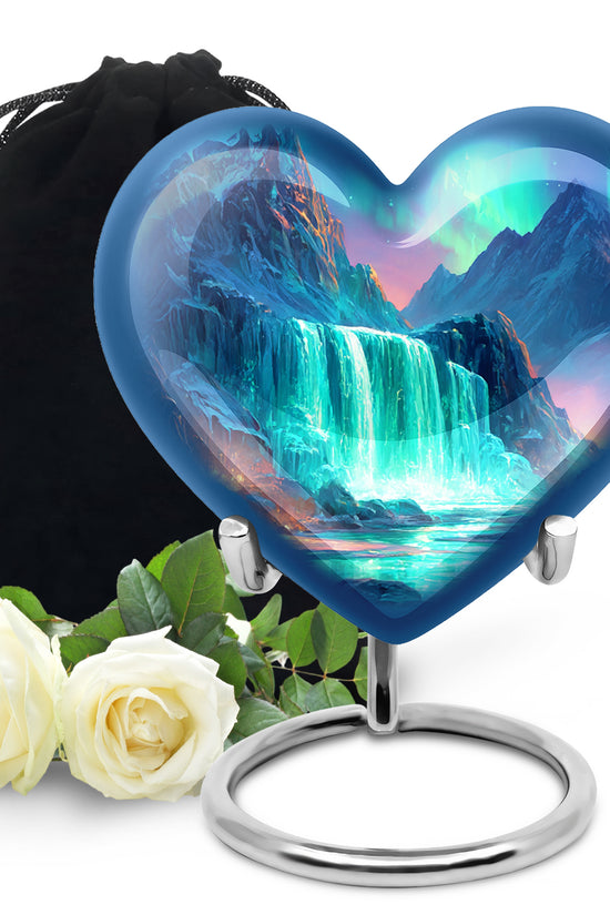 Nature Waterfall Cremation Urn - Beautiful Mountain Urn For Male & Female
